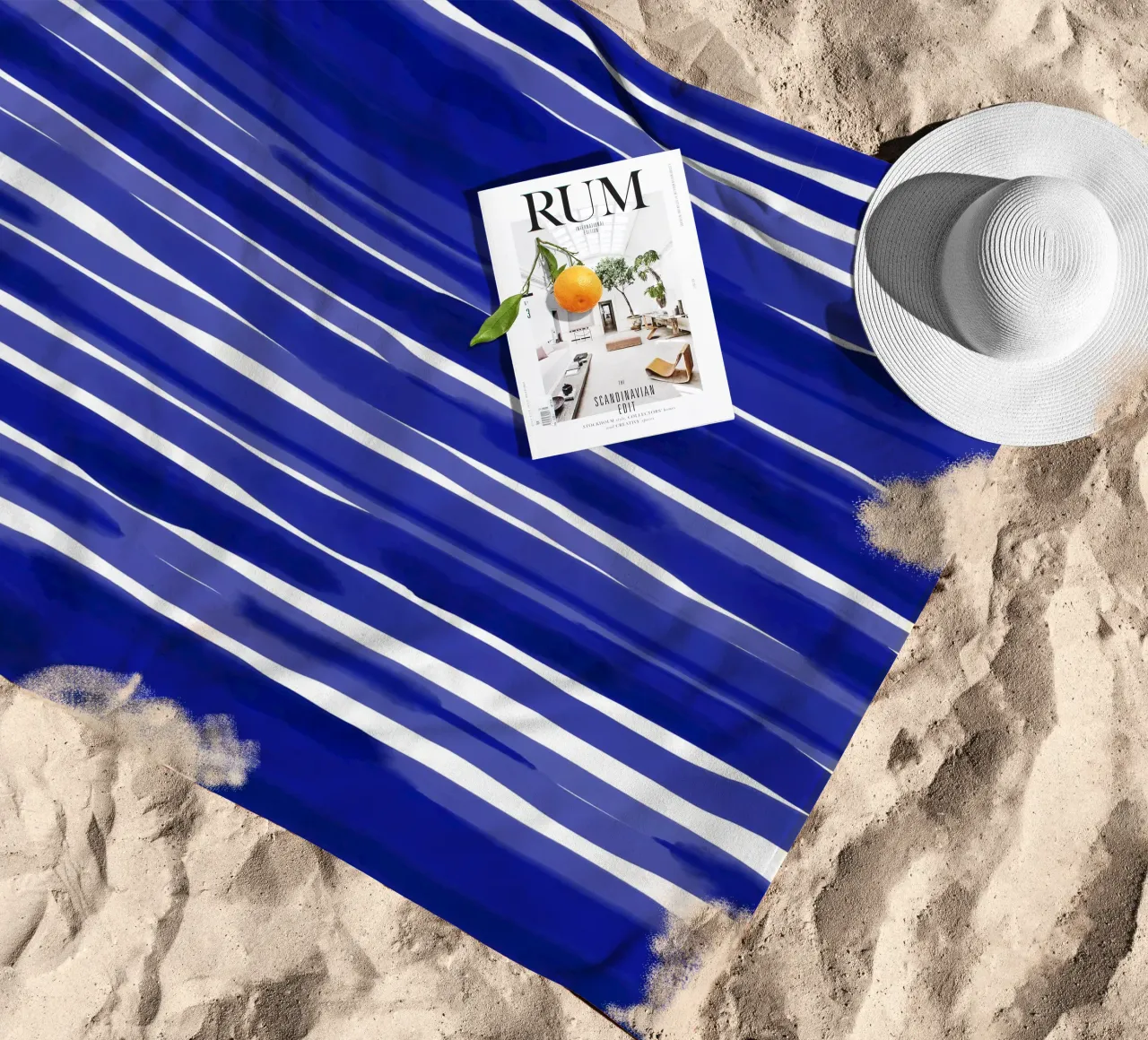 Striscia blu acquerello telo mare da Kim Hubball Studio