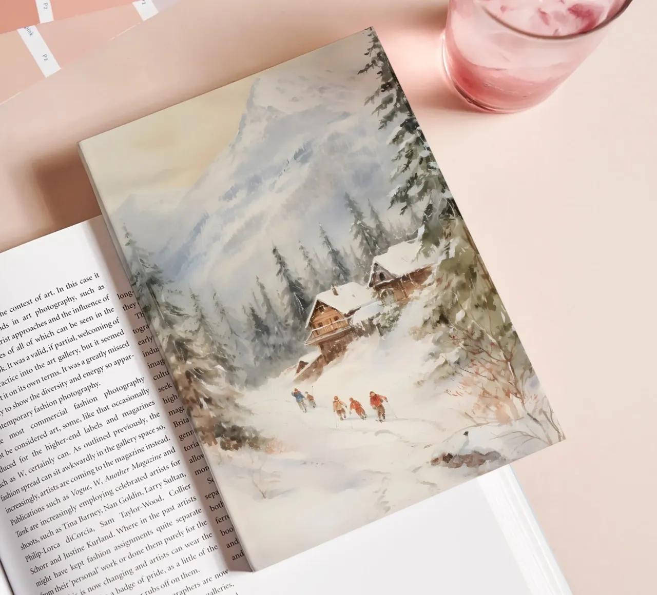 Alps Winter Chalet Art Print notebook by Studio Vibe