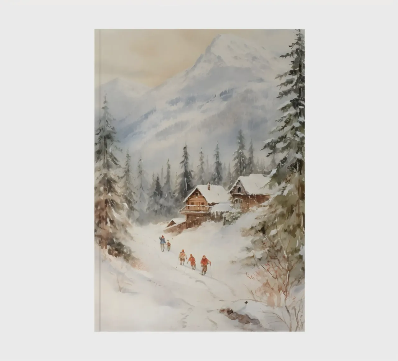 Alps Winter Chalet Art Print notebook by Studio Vibe