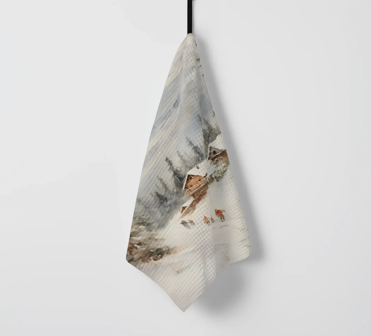 Alpes Chalet d'hiver Art Print torchon de Studio Vibe