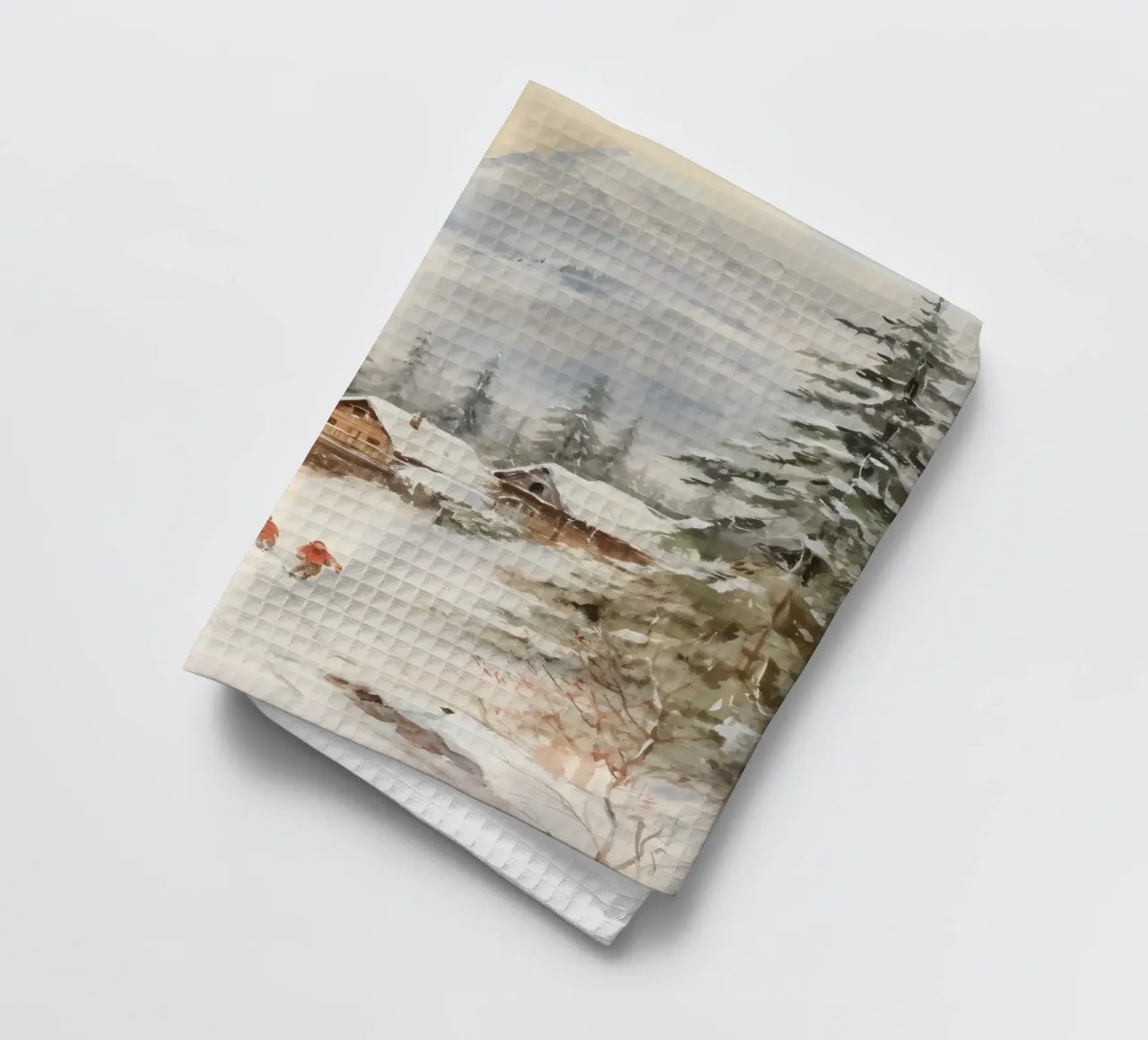 Alpes Chalet d'hiver Art Print torchon de Studio Vibe