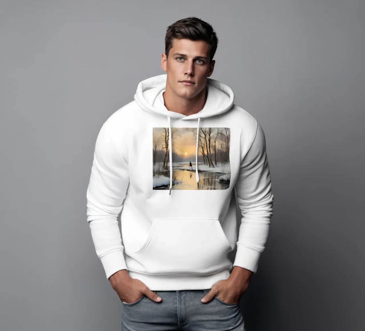 Paisaje de atardeceres invernales sudadera con capucha de Studio Vibe