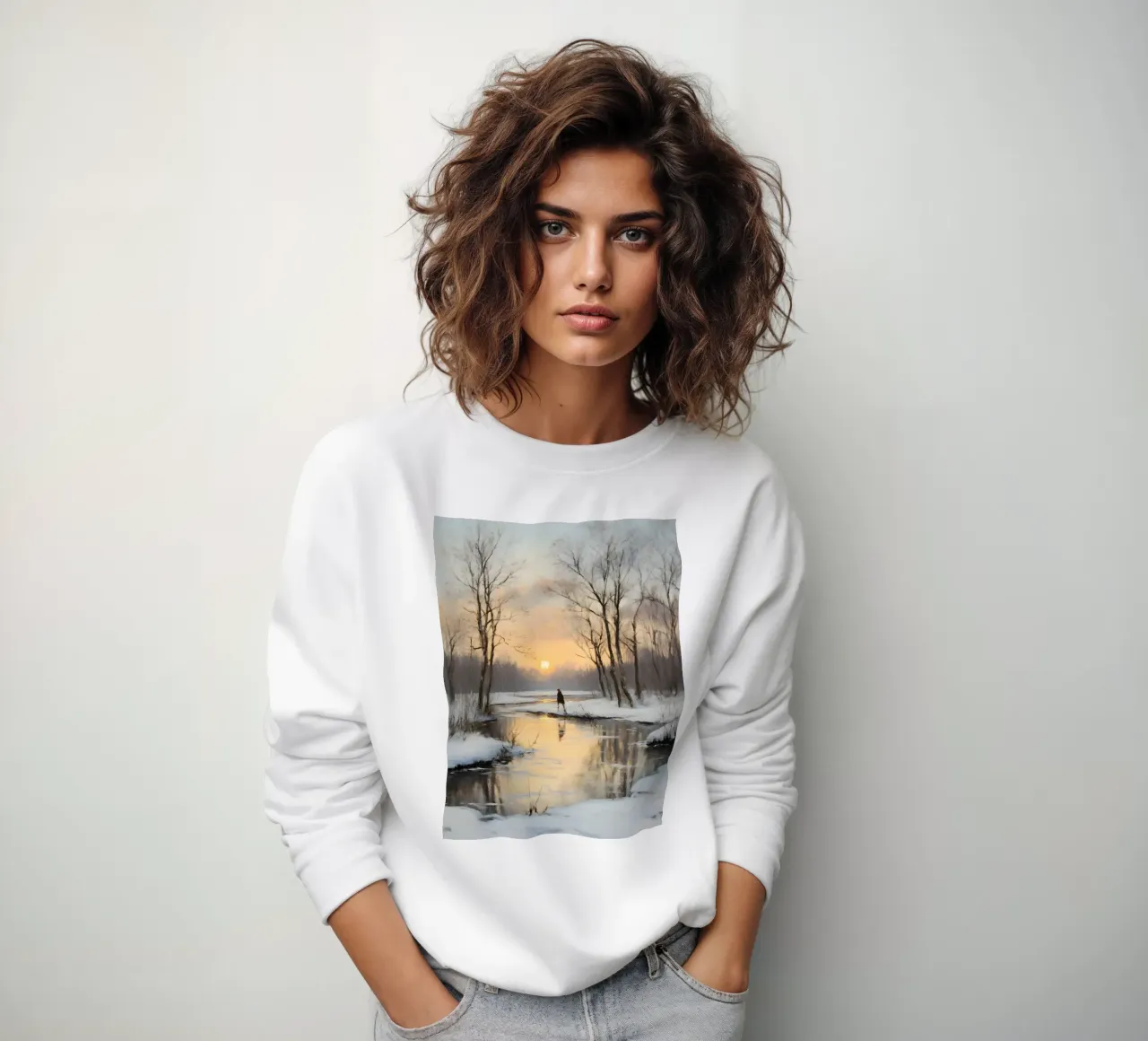 Winter Sonnenuntergang Landschaft Sweatshirt von Studio Vibe