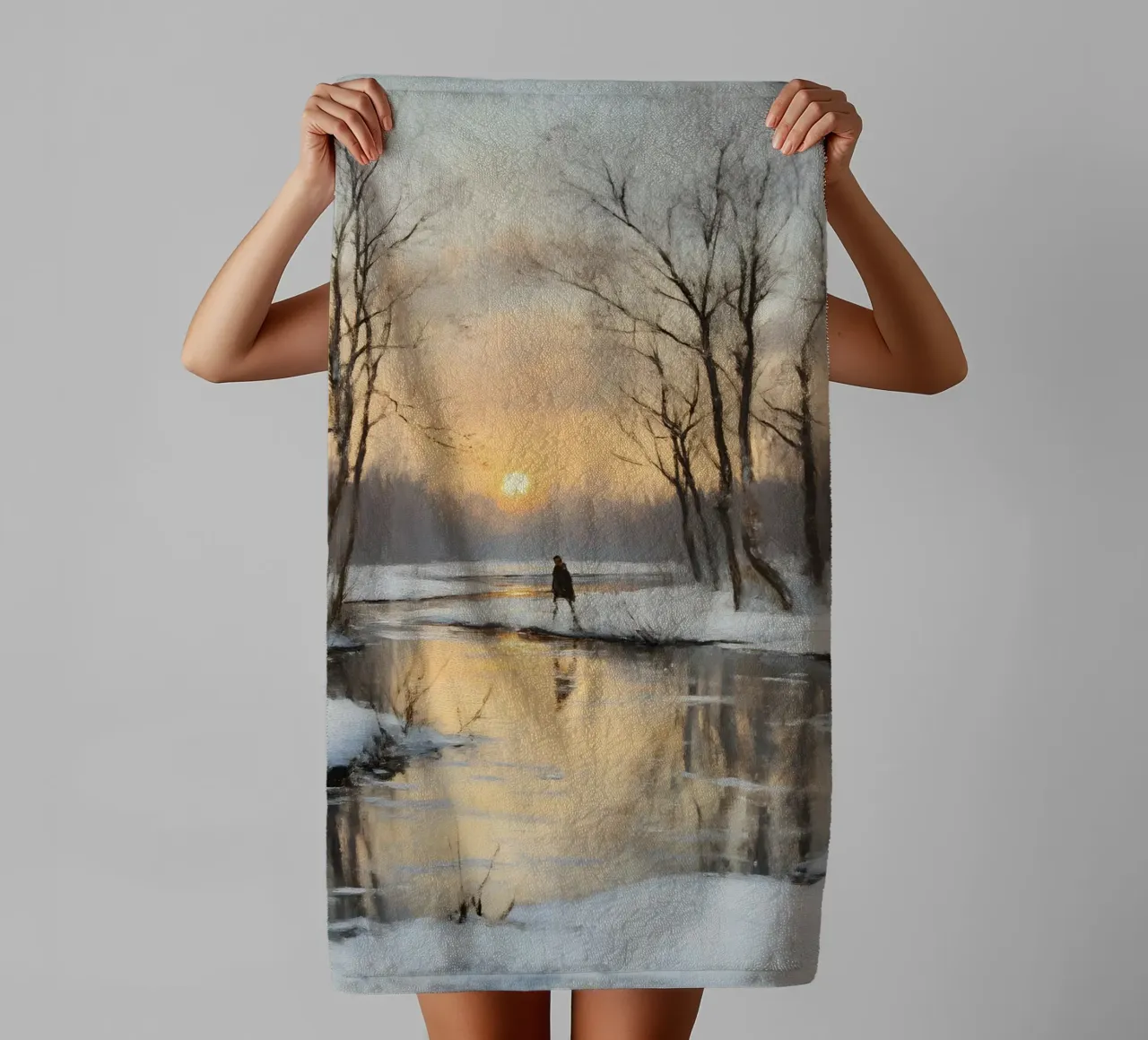 Paisaje de atardeceres invernales toalla de baño de Studio Vibe