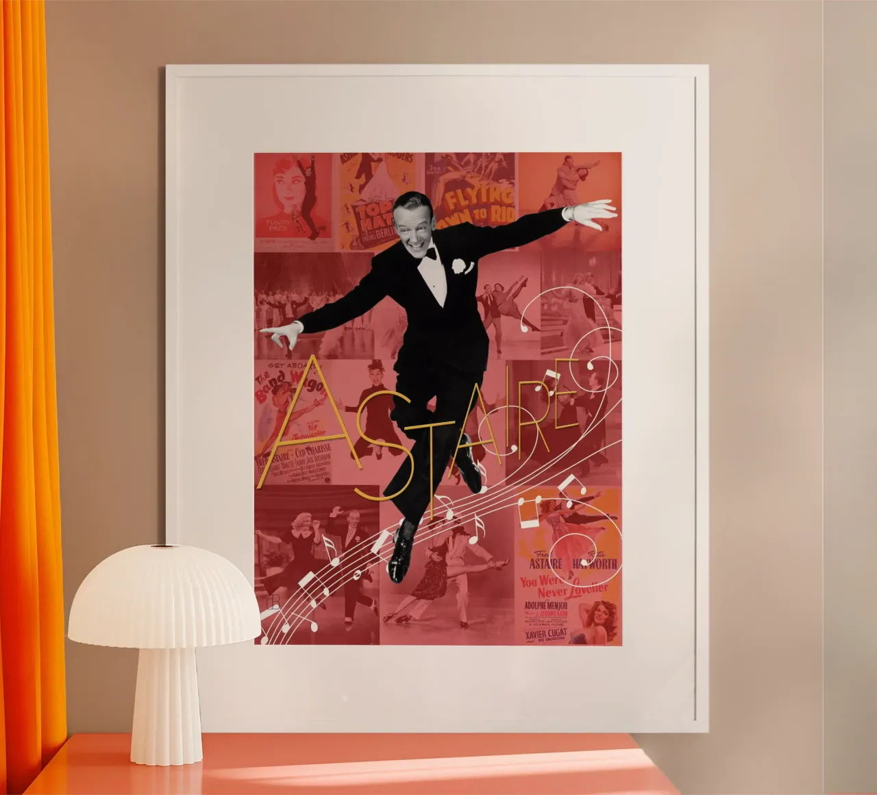 Fred Astaire collage portrait poster con telaio in legno da DesmondBates