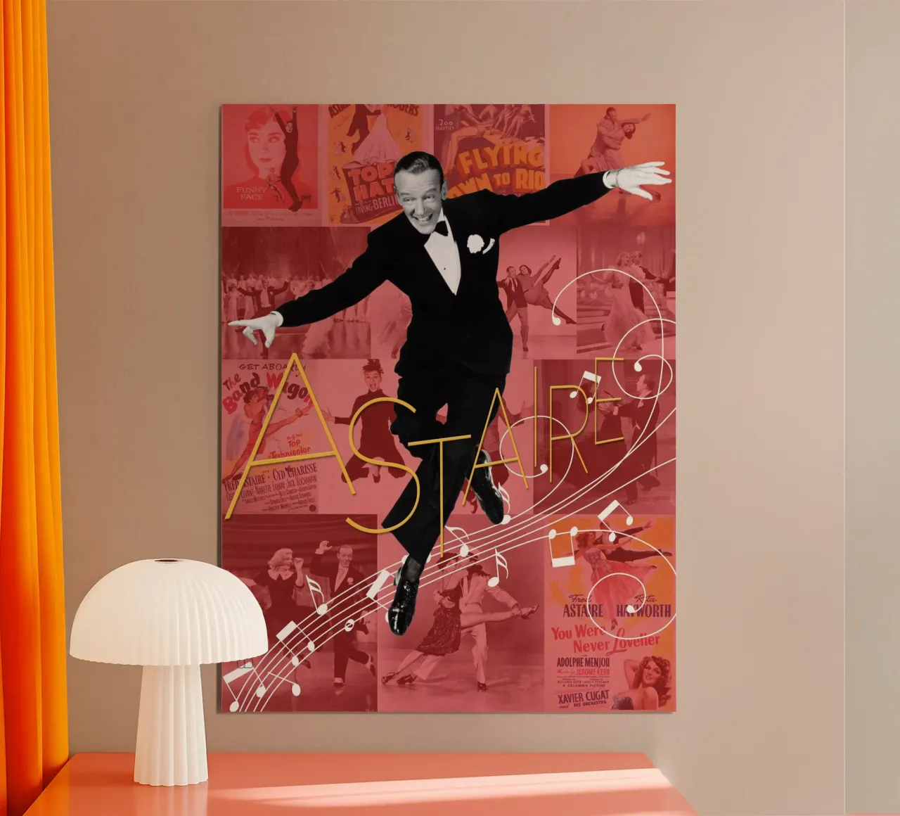 Fred Astaire collage portrait poster con telaio in legno da DesmondBates