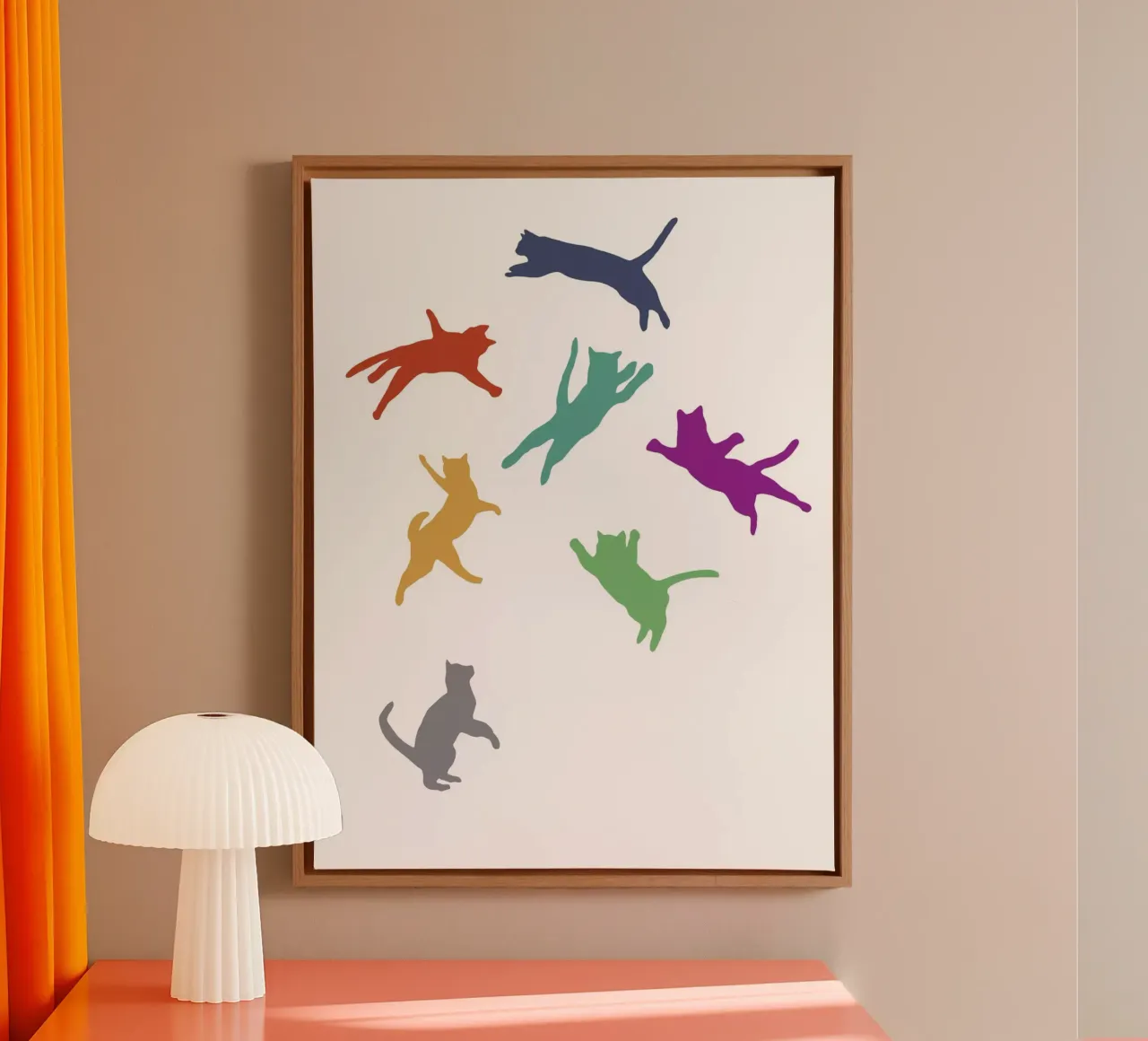 Vliegende katten Multi canvas met Baklijst van Kim Hubball Studio