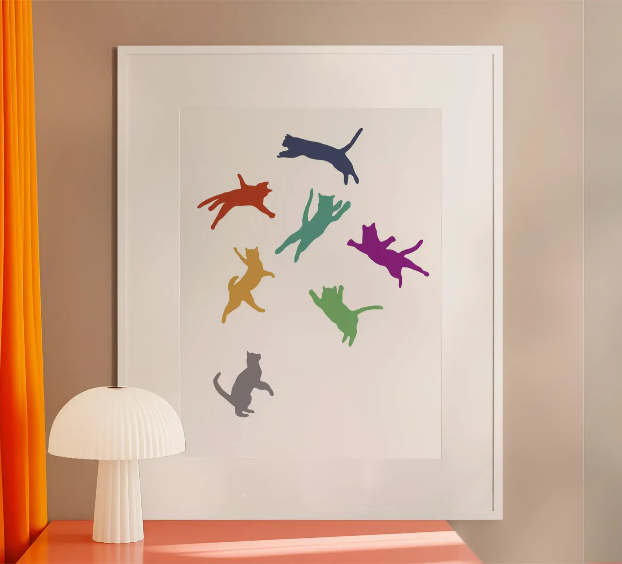 Gatti volanti Multi poster con telaio in alluminio da Kim Hubball Studio