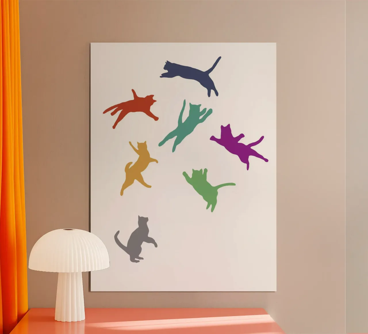 Gatti volanti Multi poster con telaio in alluminio da Kim Hubball Studio