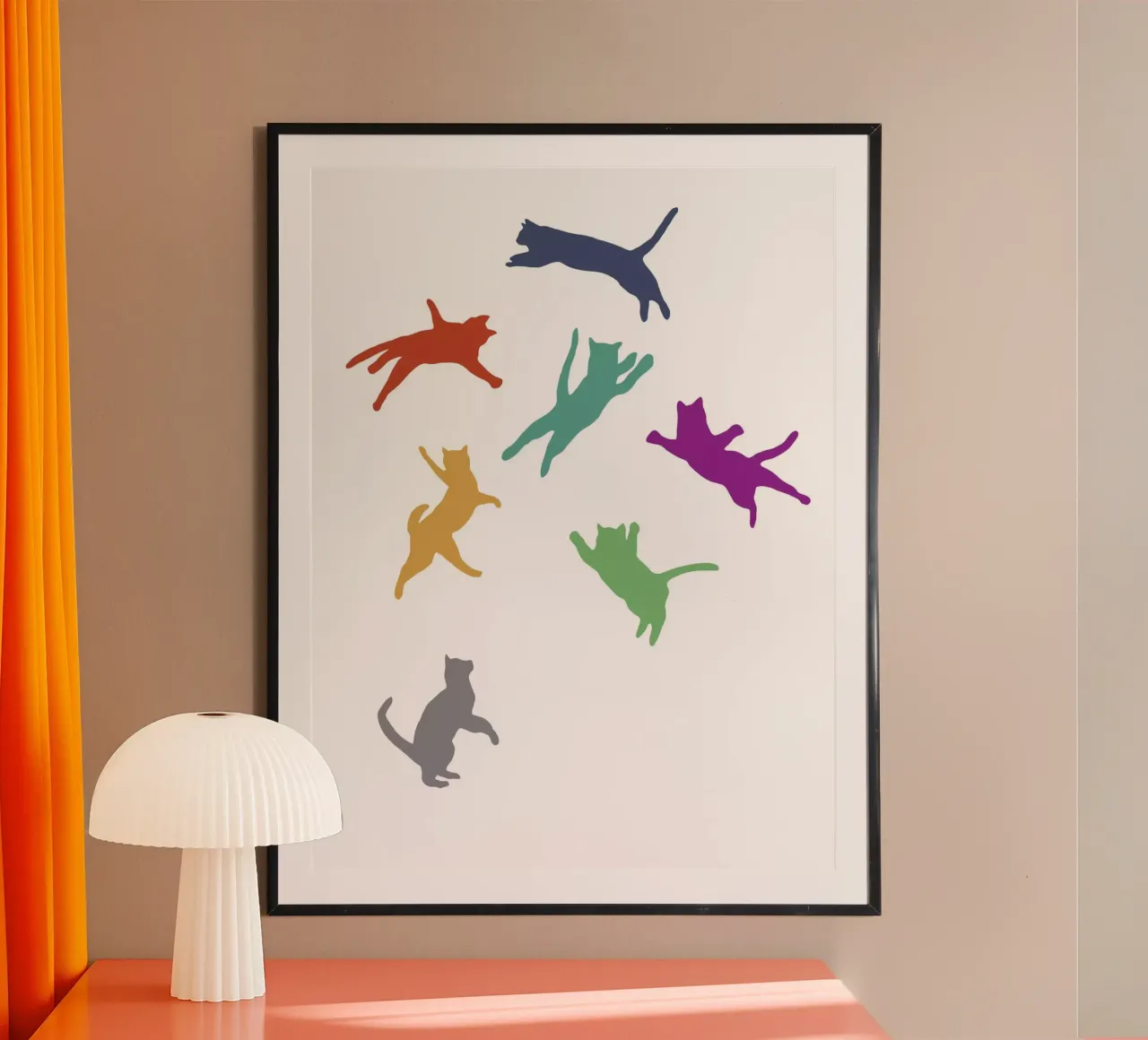 Gatti volanti Multi poster con telaio in alluminio da Kim Hubball Studio