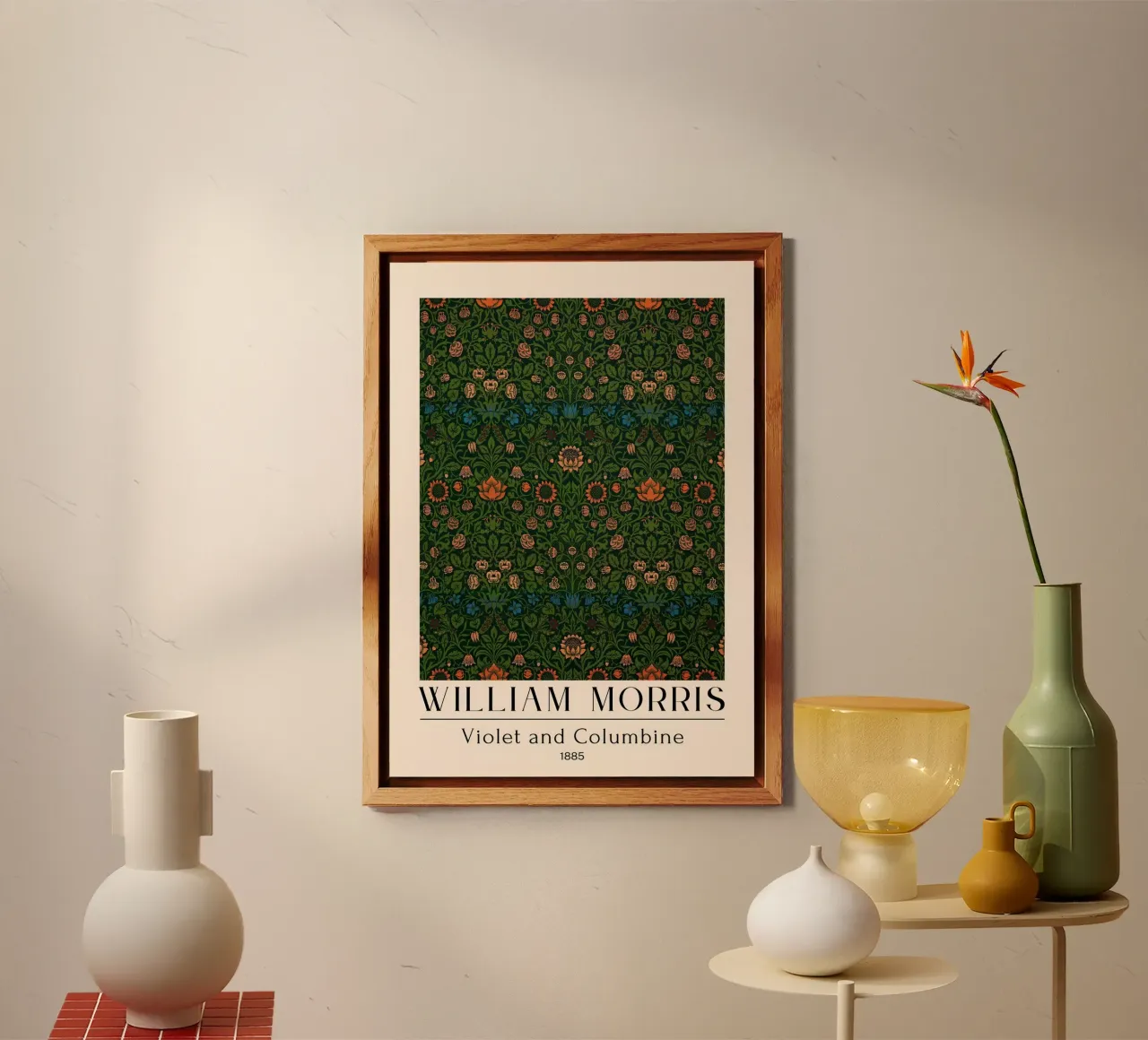 William Morris Violet & Columbine Dark Maximalist Pattern (motif maximaliste) alu dibond de Bakara