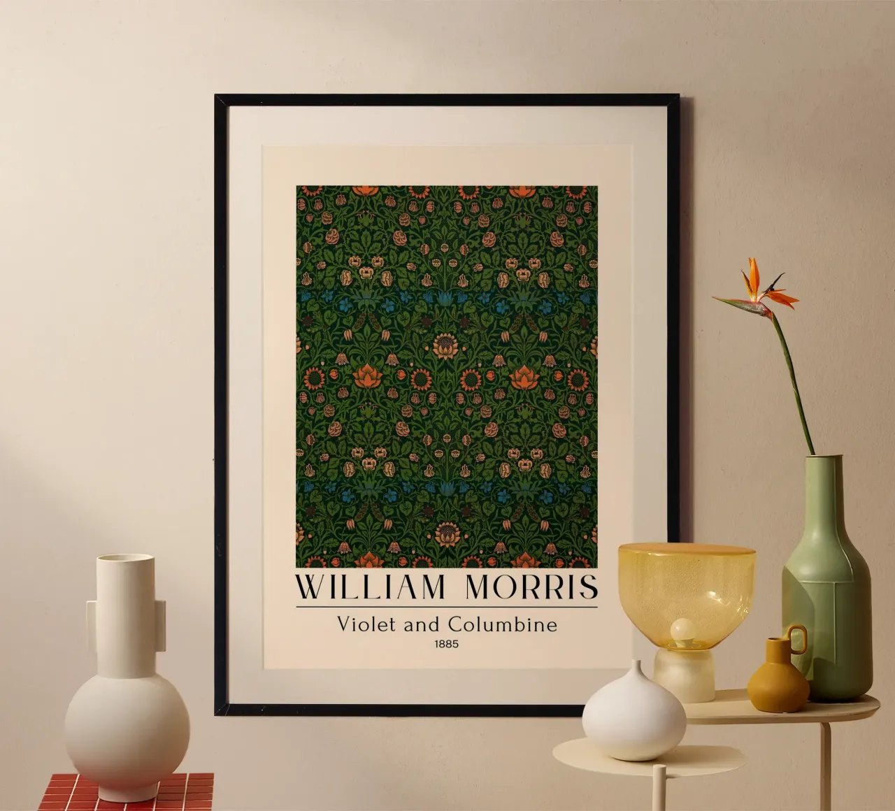 William Morris Violet & Columbine Dark Maximalist Pattern (motif maximaliste) hahnemühle de Bakara