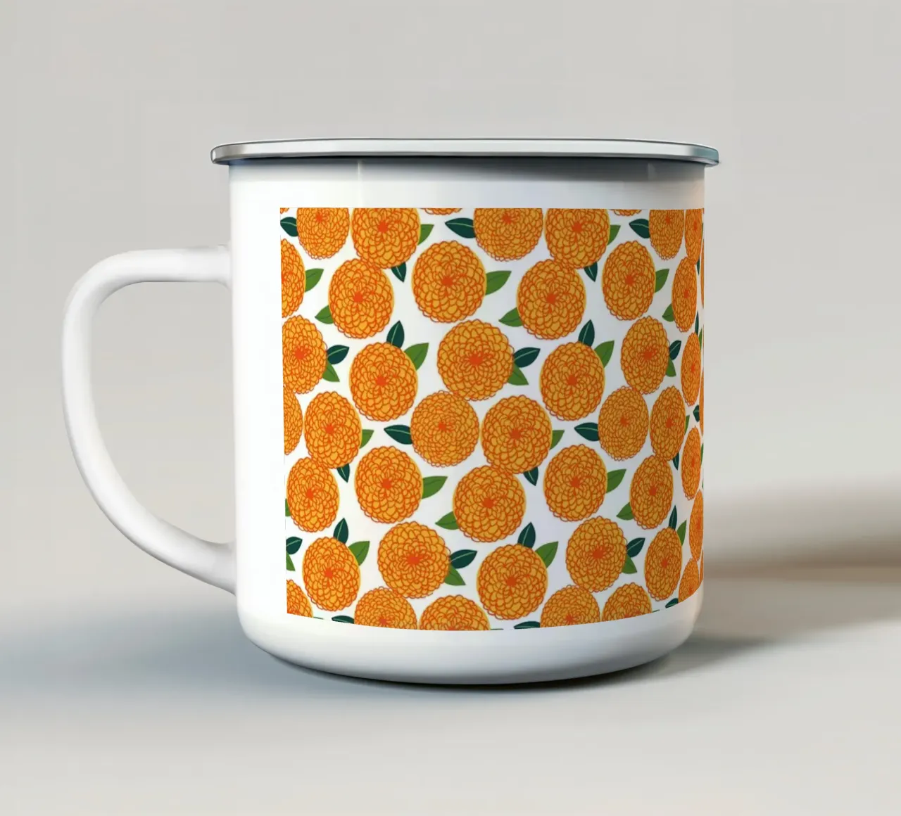 Motivo floreale retrò a forma di dalia, ispirato agli anni '70 tazza in smalto da ms.Hey! textildesign