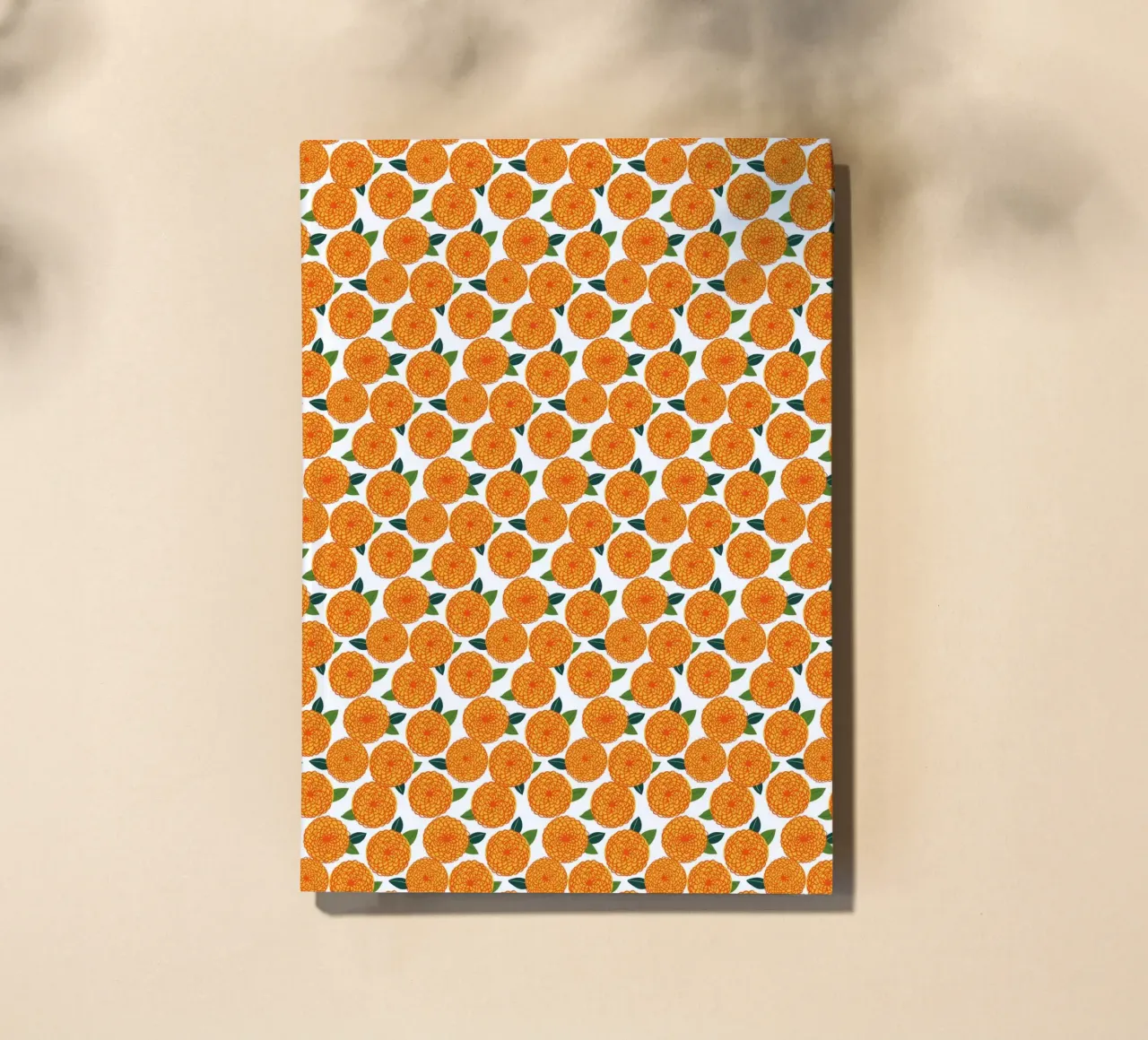 Retro dahlia flower pattern, 70s inspired notebook by ms.Hey! textildesign