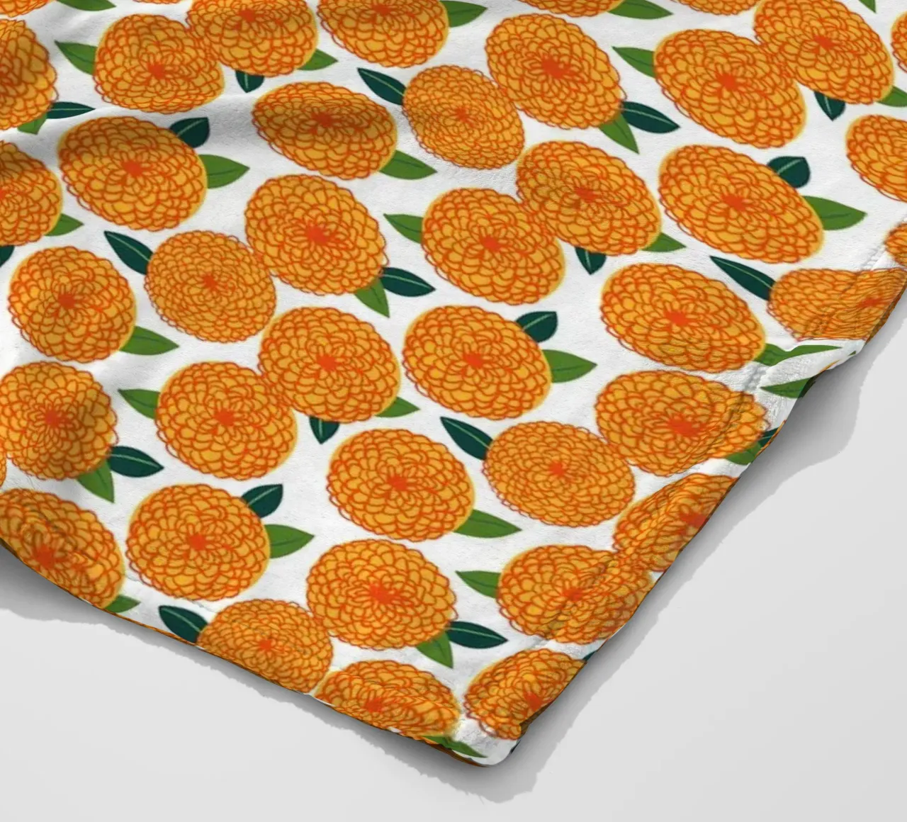Retro dahlia flower pattern, 70s inspired fleece blanket by ms.Hey! textildesign