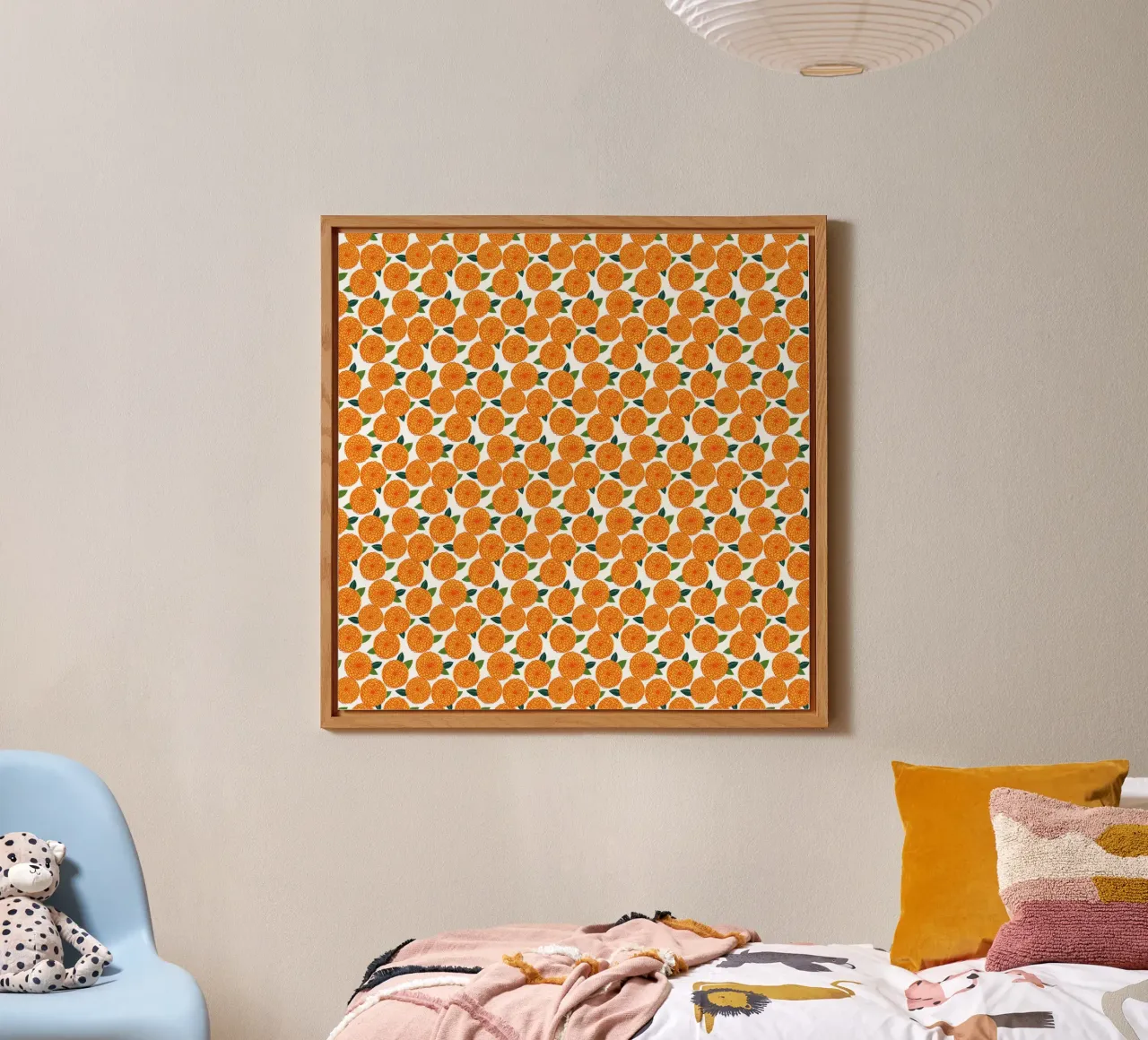 Retro dahlia flower pattern, 70s inspired alu-dibond by ms.Hey! textildesign