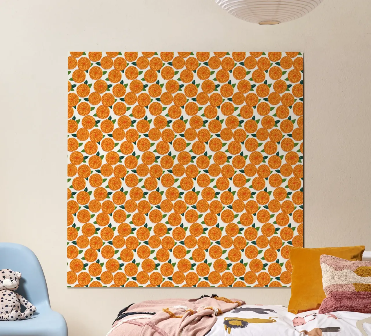 Retro dahlia flower pattern, 70s inspired hahnemühle by ms.Hey! textildesign