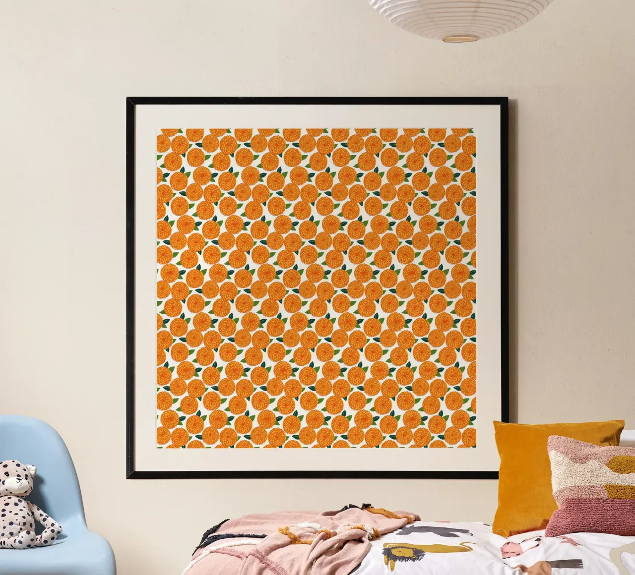Retro dahlia flower pattern, 70s inspired hahnemühle by ms.Hey! textildesign