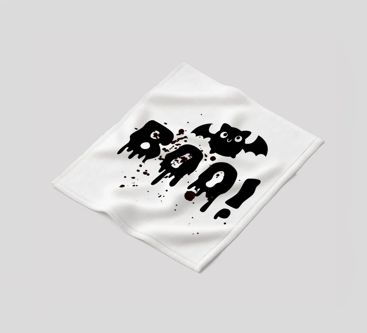 BOO! with field mouse fleece blanket by ArtDesign by KBK