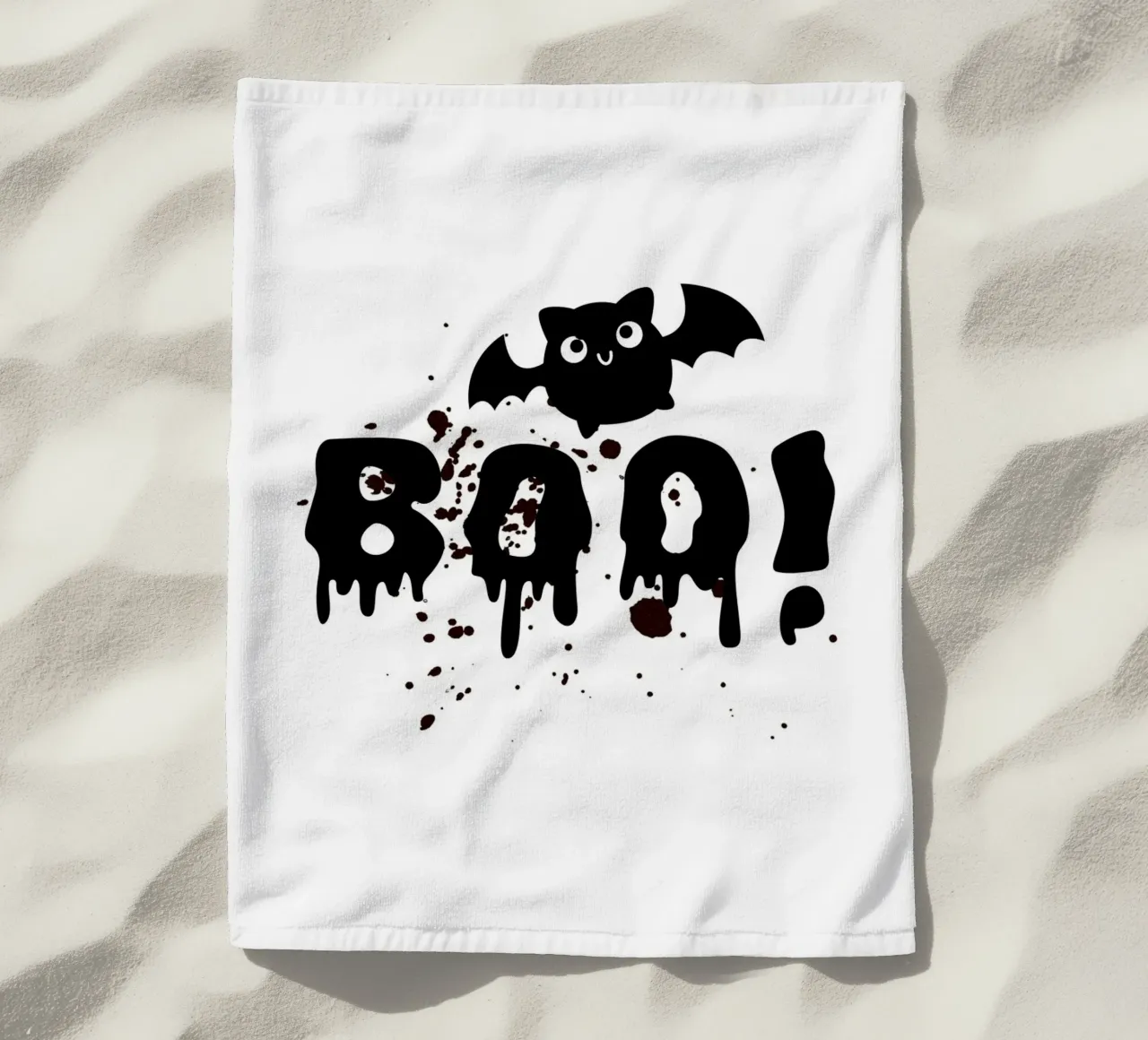 BOO! with field mouse beach towel by ArtDesign by KBK