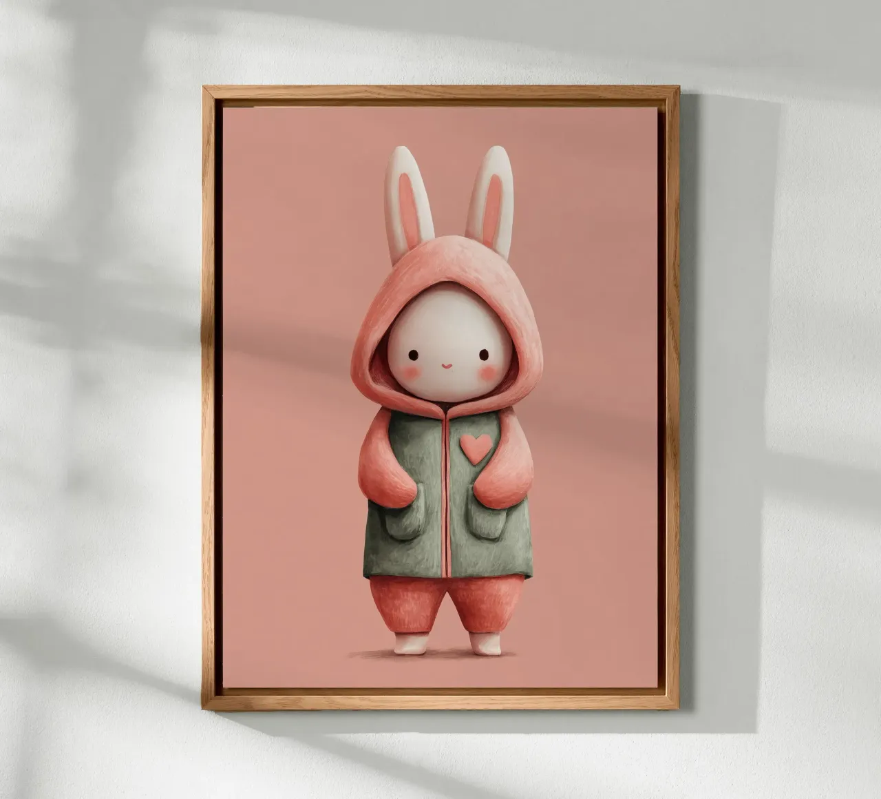 Poster di coniglietto rosa con cappuccio per la cameretta di una bambina alluminio dibond da Kid’s Dream