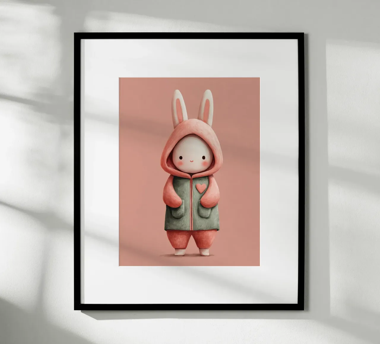 Poster di coniglietto rosa con cappuccio per la cameretta di una bambina carta hahnemühle da Kid’s Dream