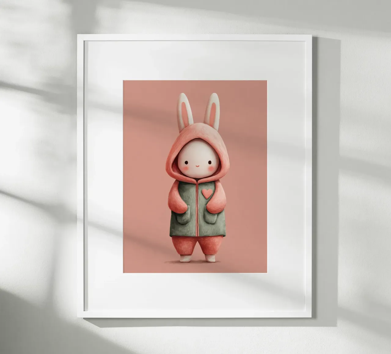 Poster di coniglietto rosa con cappuccio per la cameretta di una bambina carta hahnemühle da Kid’s Dream