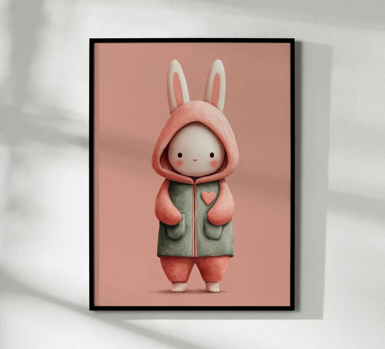 Poster di coniglietto rosa con cappuccio per la cameretta di una bambina carta hahnemühle da Kid’s Dream