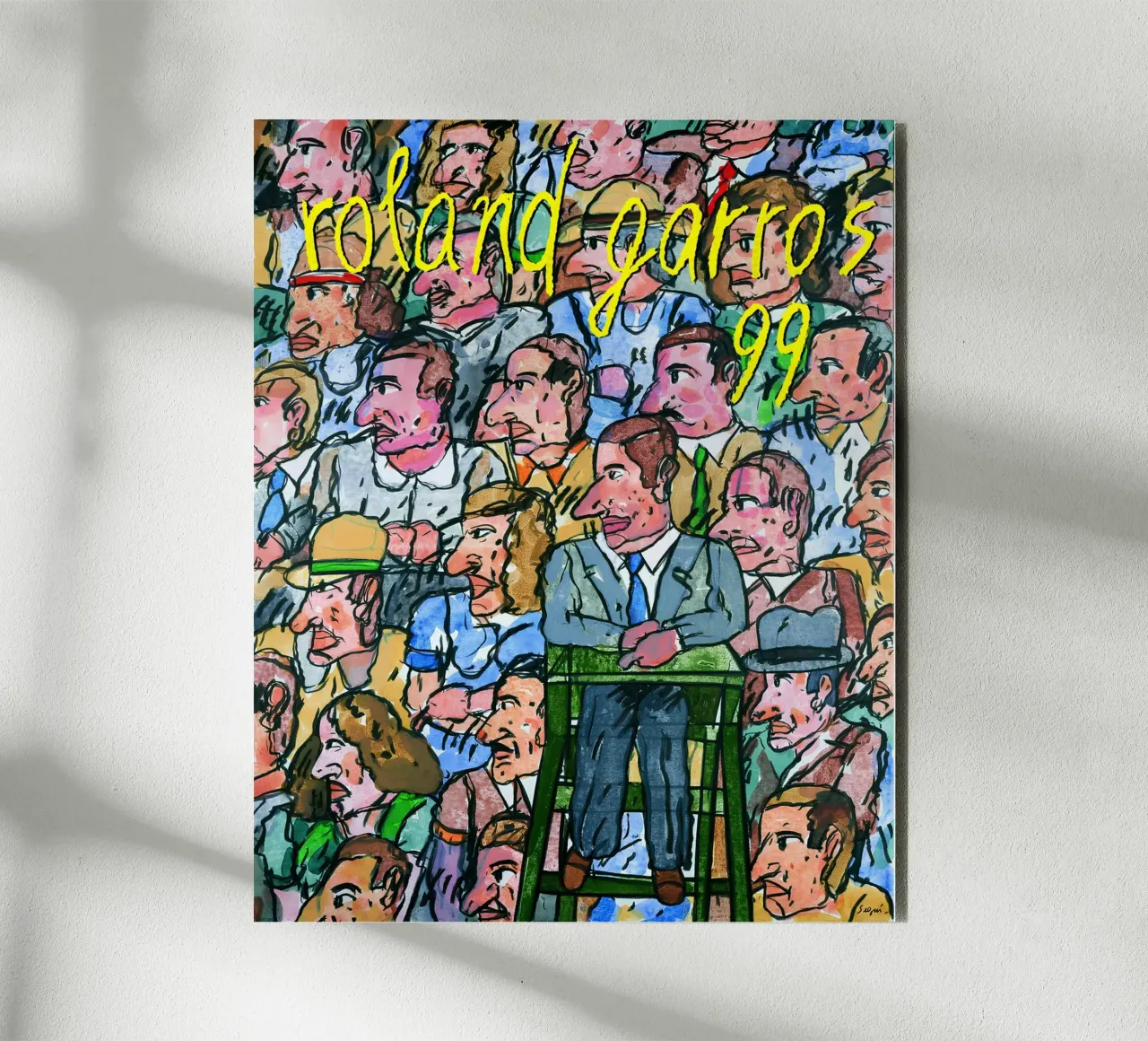 Antonio Seguí Roland Garros 99 Crowd Expressionist Poster alluminio dibond da postaprinta