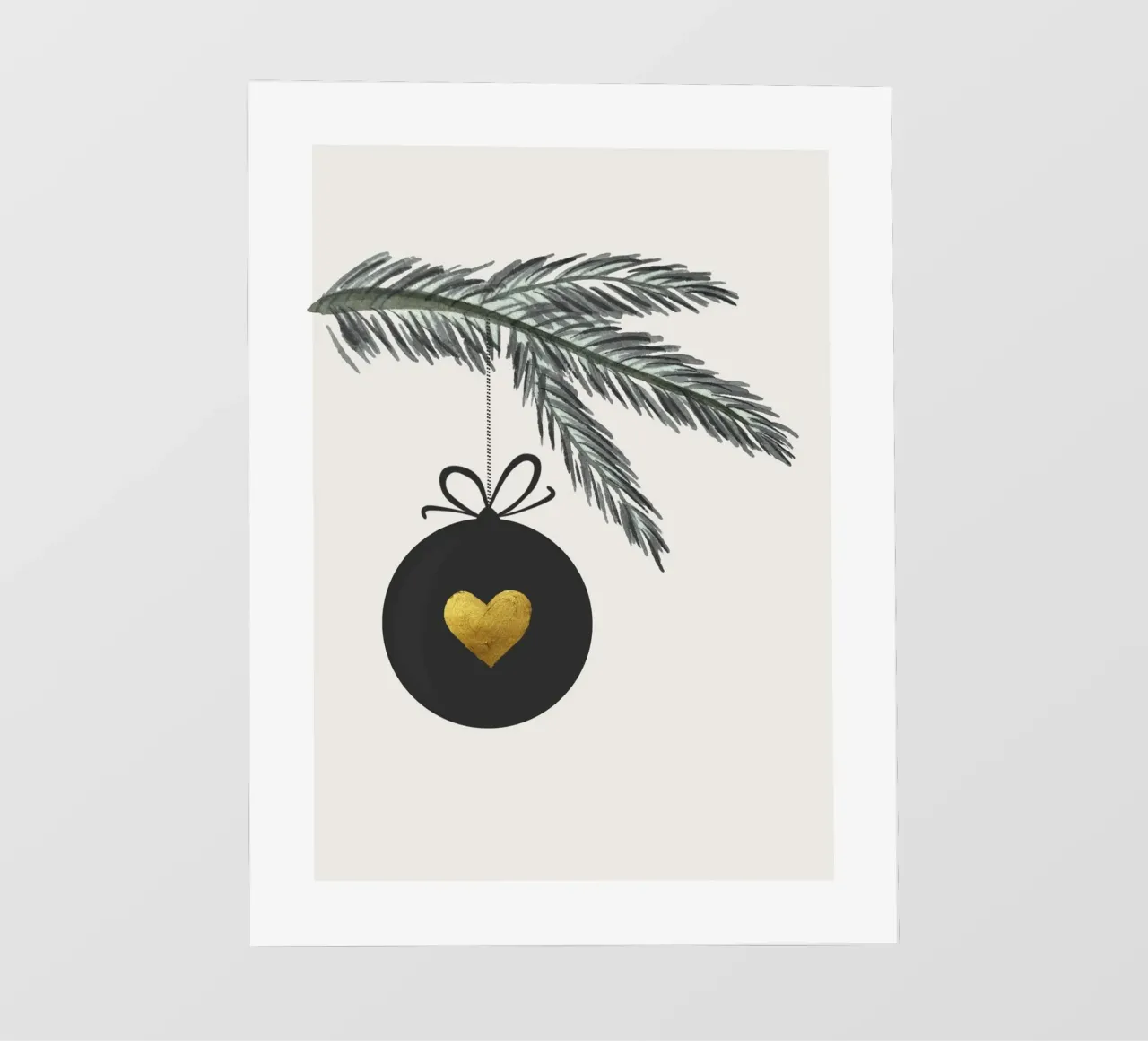 Ramo di abete con gingillo e cuore pellicola backlit da ArtDesign by KBK