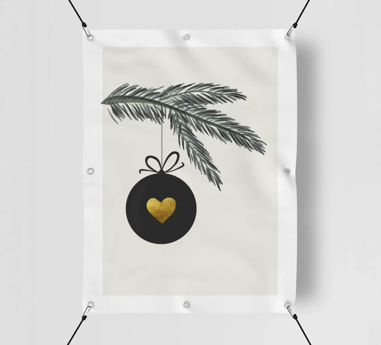 Ramo di abete con gingillo e cuore telo in pvc da ArtDesign by KBK