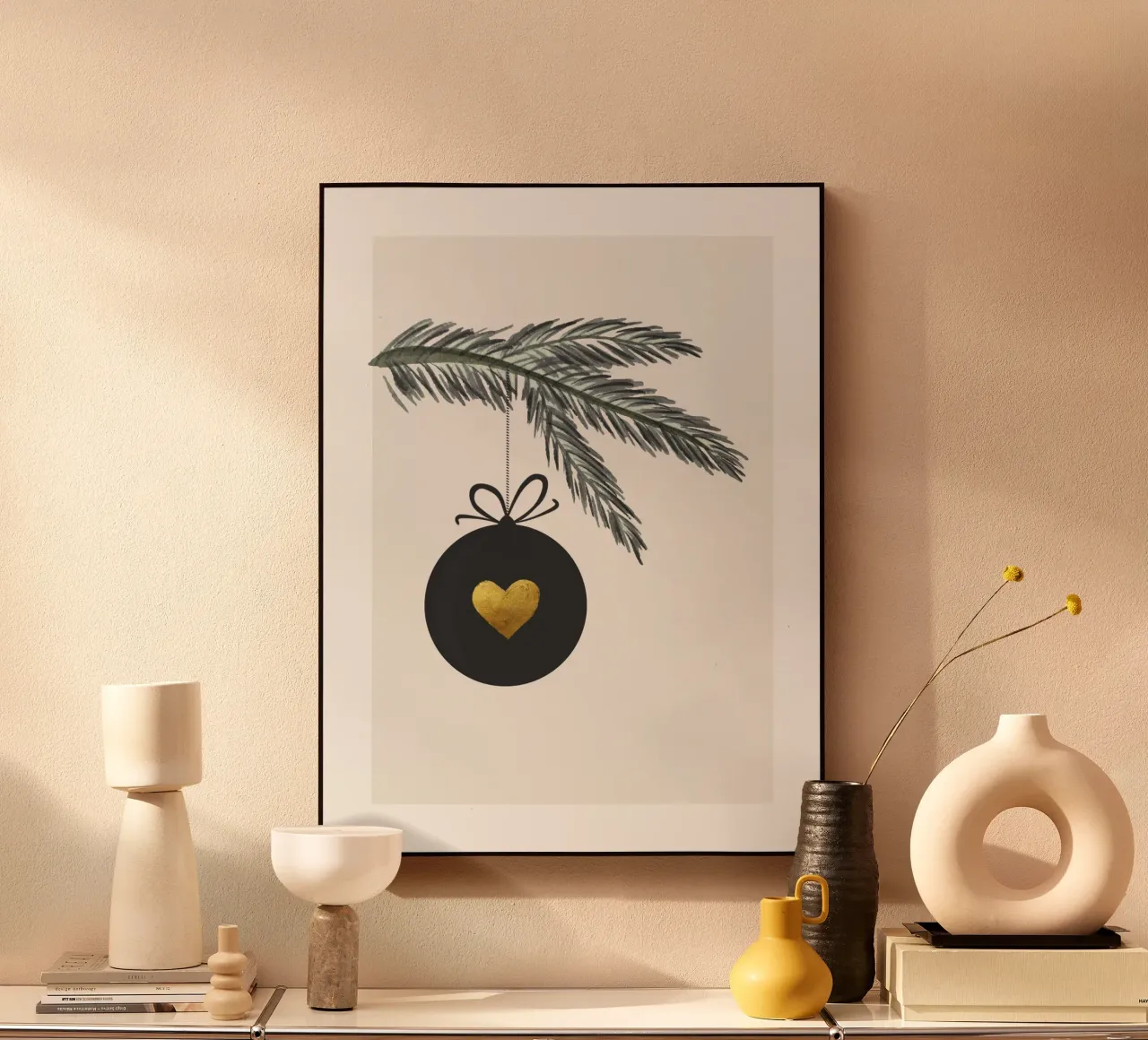 Ramo di abete con gingillo e cuore plexiglass da ArtDesign by KBK