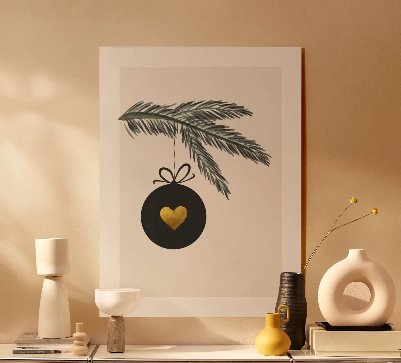 Ramo di abete con gingillo e cuore plexiglass da ArtDesign by KBK