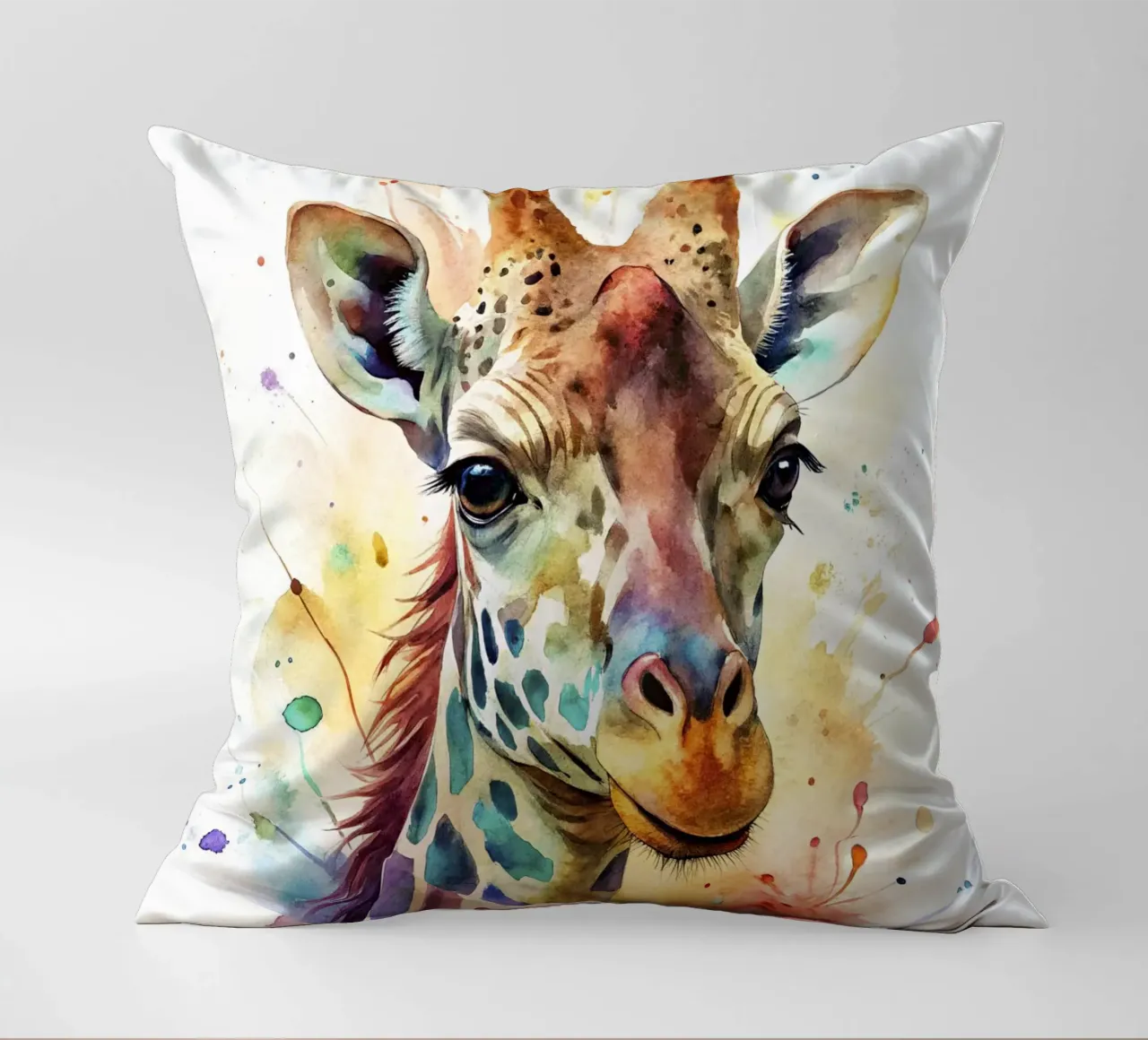Giraffa ad acquerello cuscino da 🎁 NOBELART