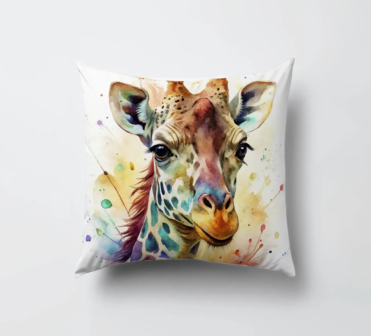 Giraffa ad acquerello cuscino da 🎁 NOBELART