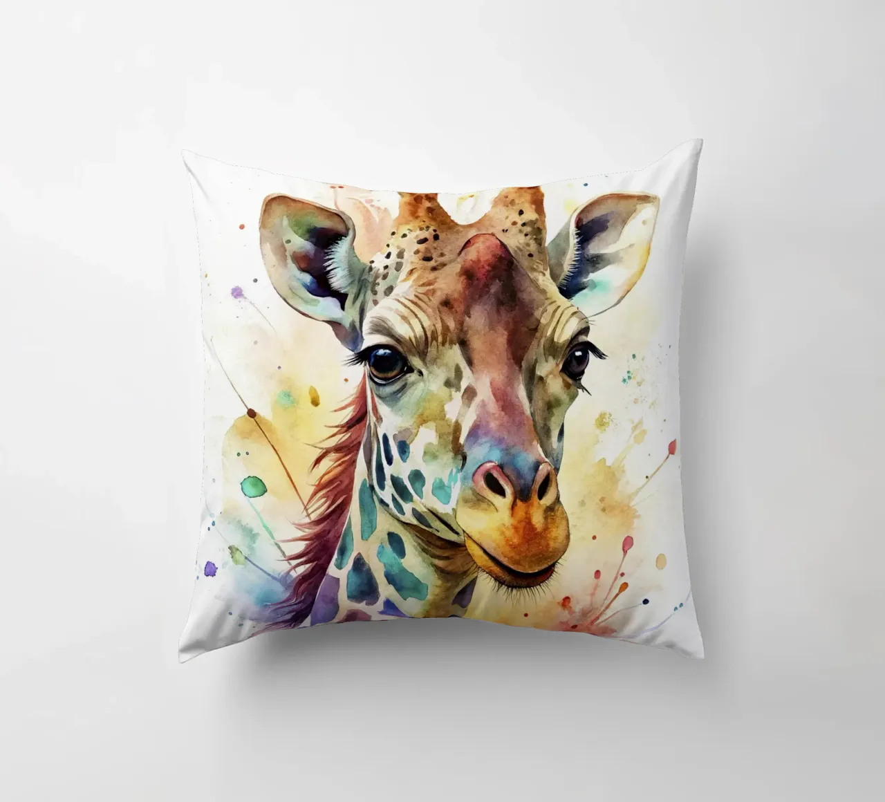 Giraffa ad acquerello cuscino da 🎁 NOBELART