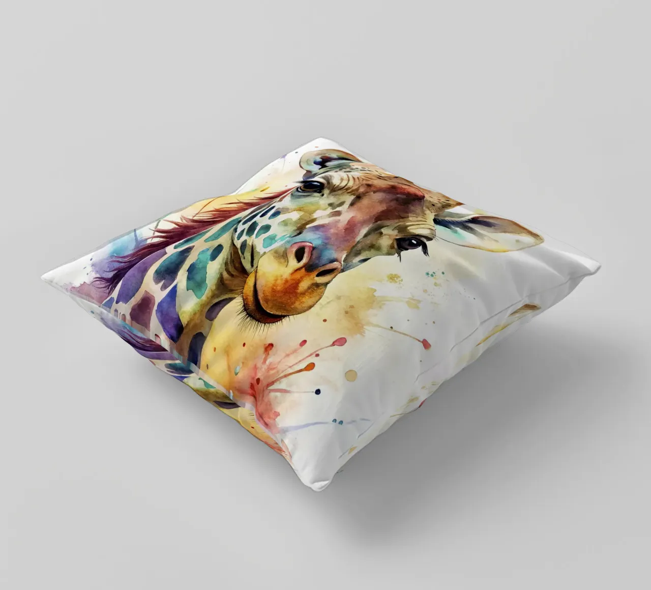 Giraffa ad acquerello cuscino da 🎁 NOBELART