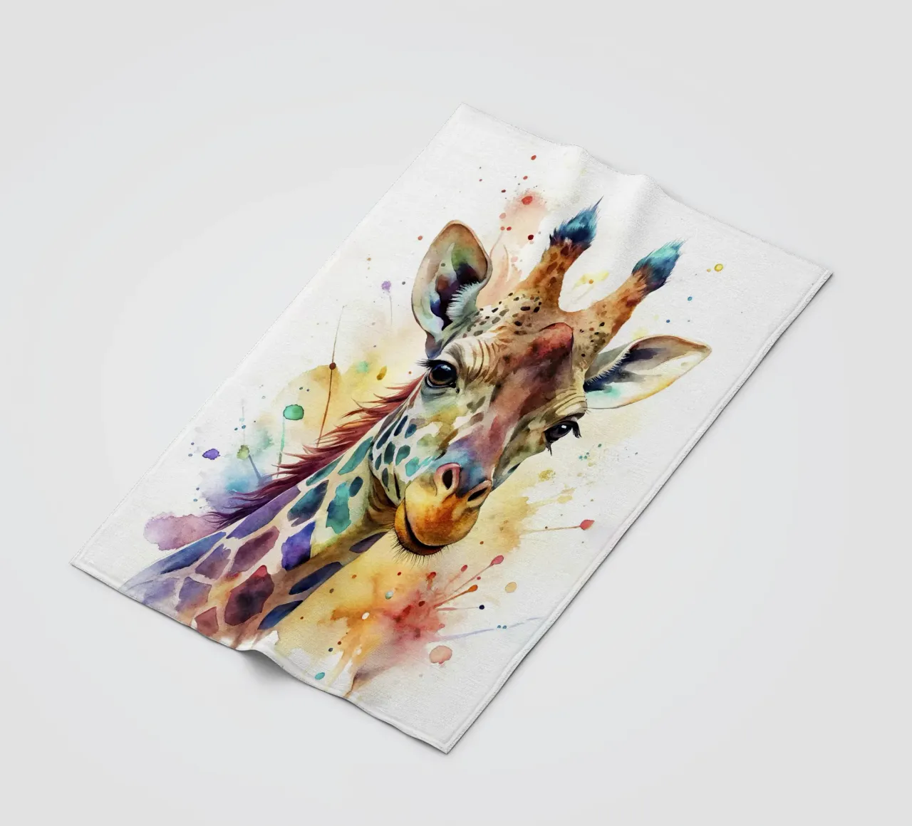 Giraffa ad acquerello coperta in pile da 🎁 NOBELART