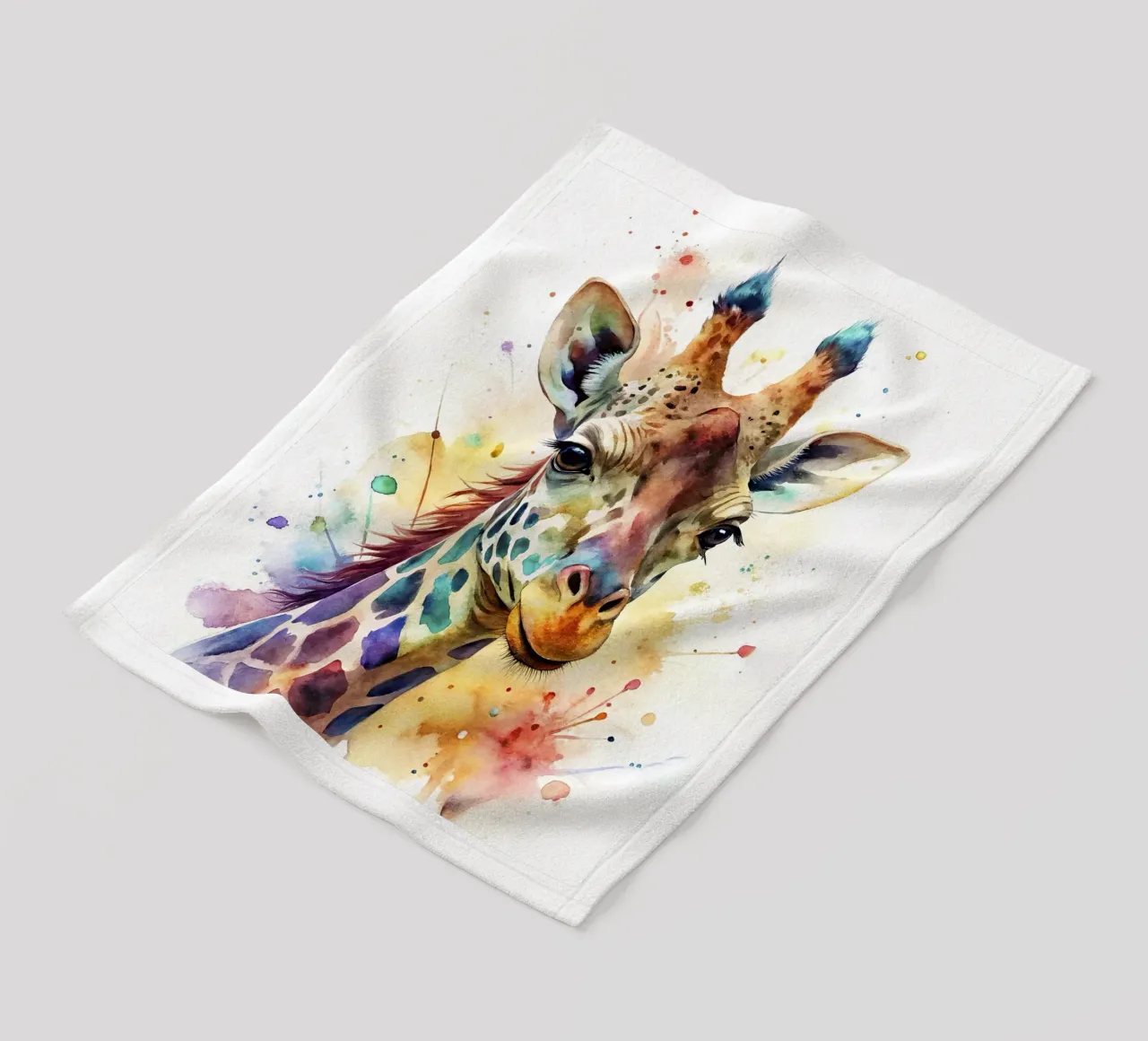 Giraffa ad acquerello coperta in pile da 🎁 NOBELART