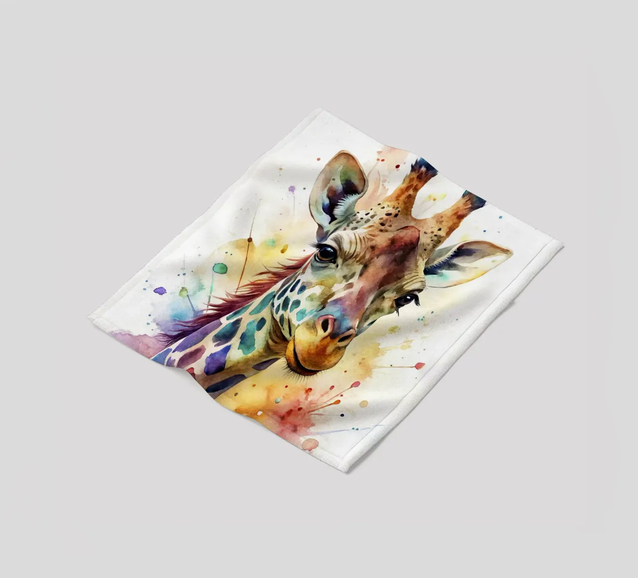 Giraffa ad acquerello coperta in pile da 🎁 NOBELART