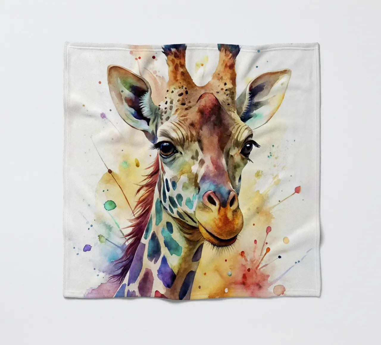 Giraffa ad acquerello coperta in pile da 🎁 NOBELART