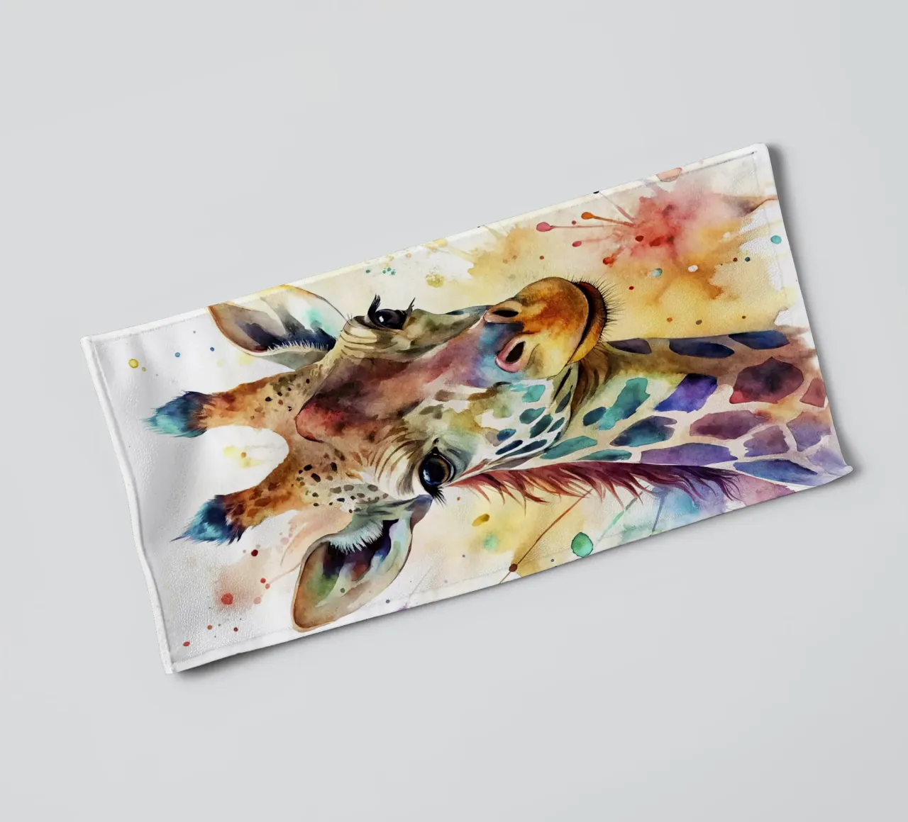 Giraffa ad acquerello asciugamano da bagno da 🎁 NOBELART
