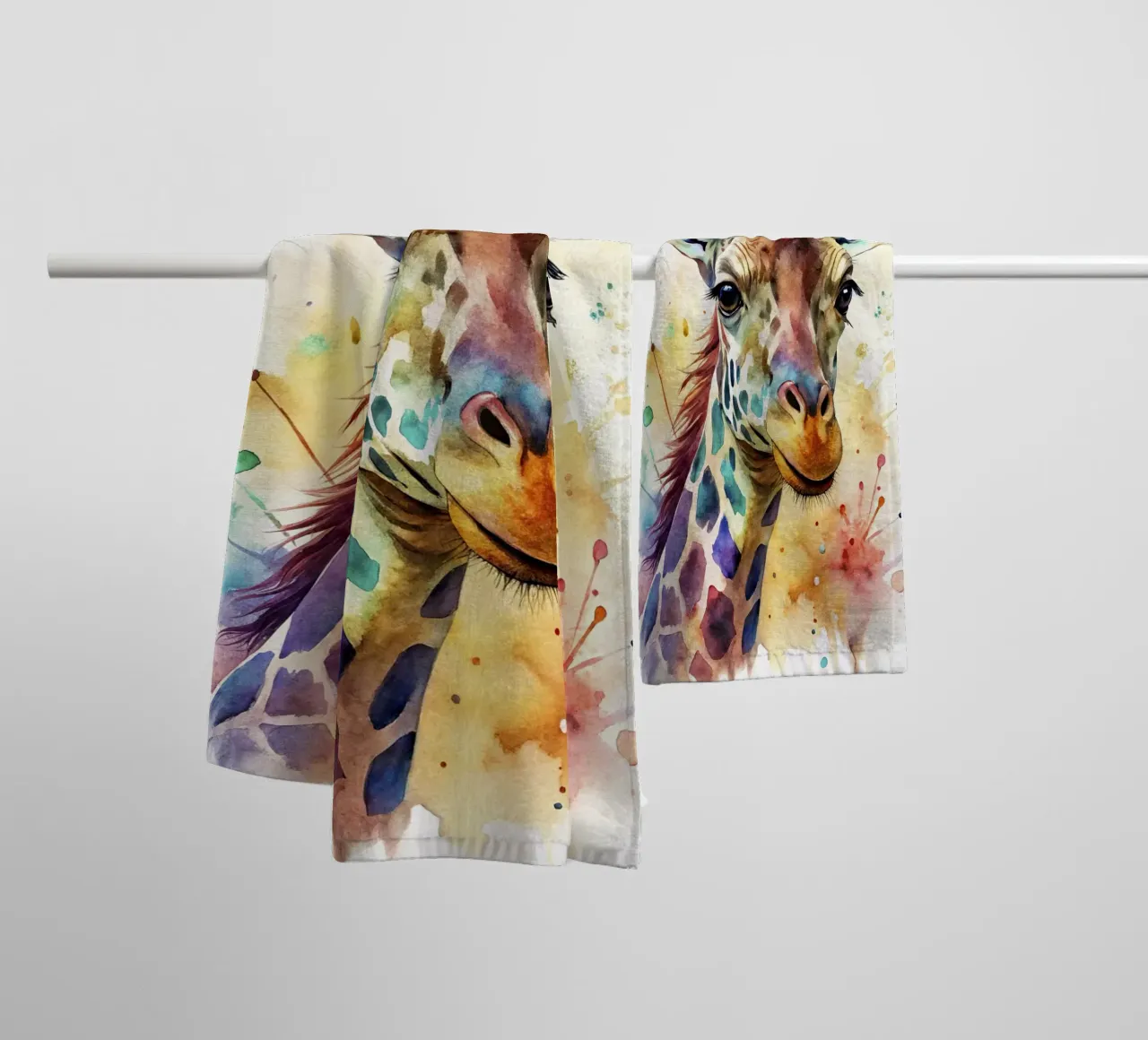 Giraffa ad acquerello asciugamano da bagno da 🎁 NOBELART