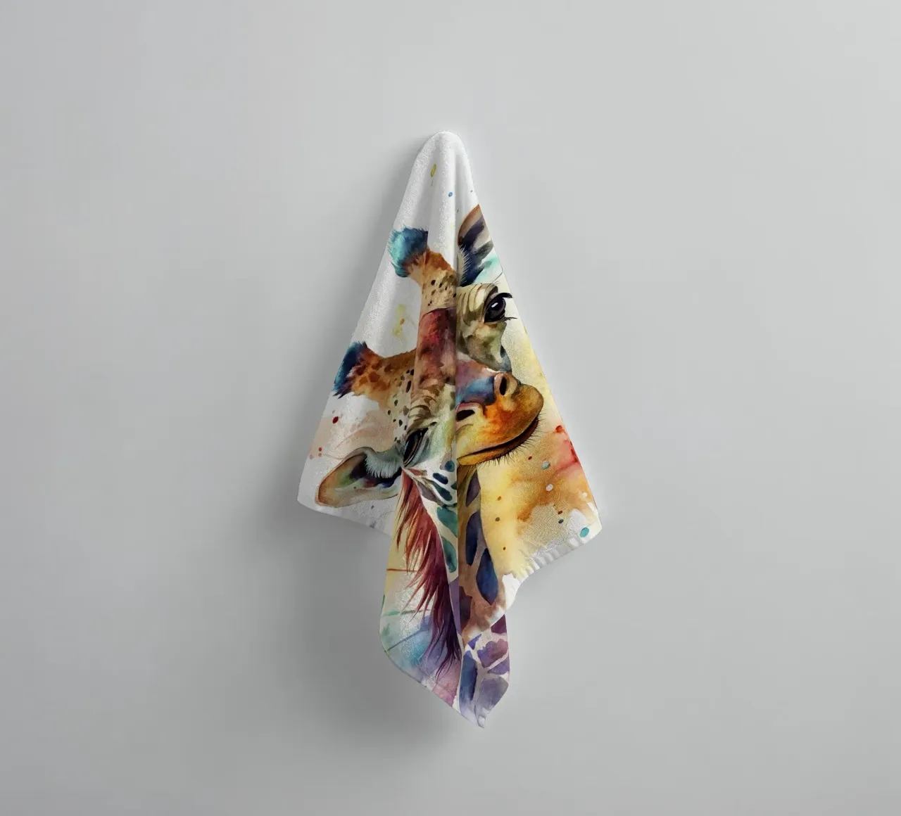 Giraffa ad acquerello asciugamano da bagno da 🎁 NOBELART