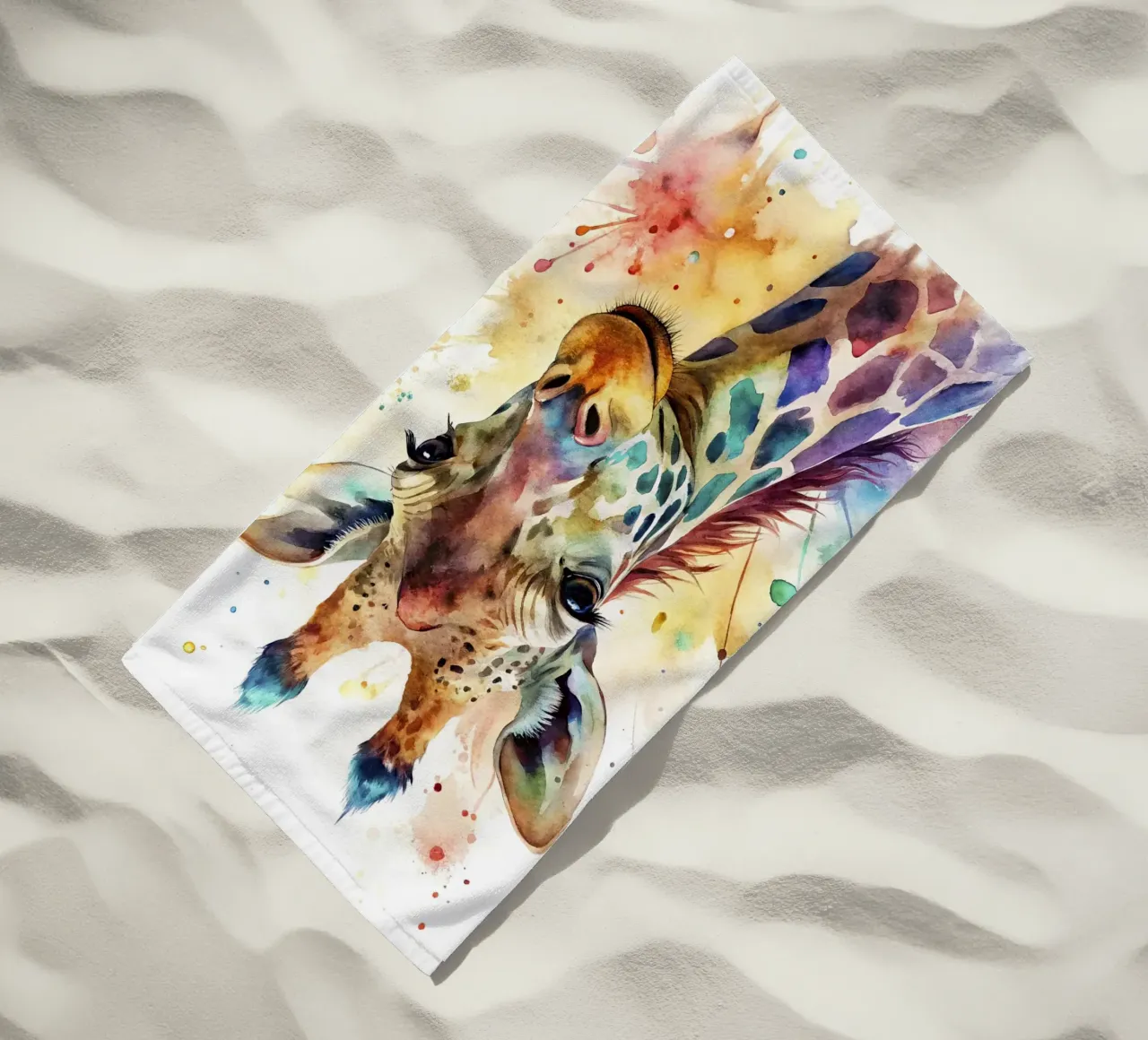 Giraffa ad acquerello telo mare da 🎁 NOBELART