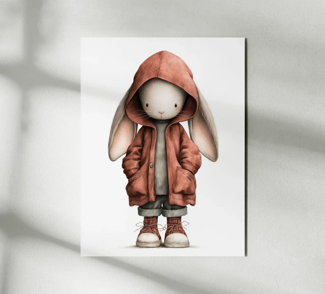 Poster per la cameretta dei bambini con coniglio con cappuccio rosso alluminio dibond da Kid’s Dream