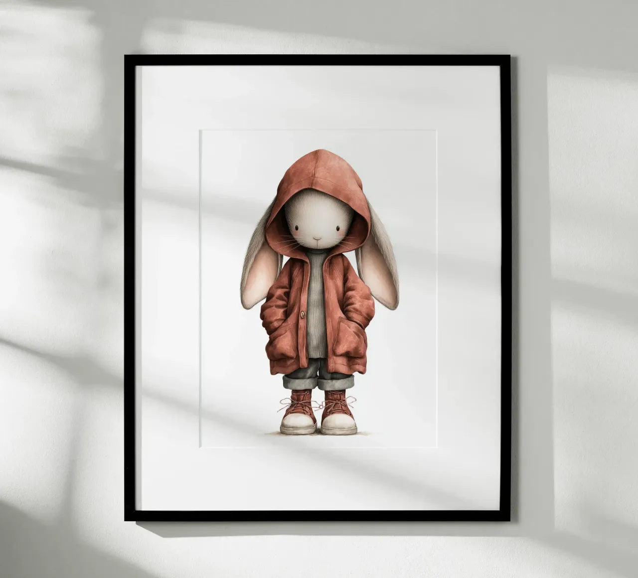 Poster per la cameretta dei bambini con coniglio con cappuccio rosso carta hahnemühle da Kid’s Dream