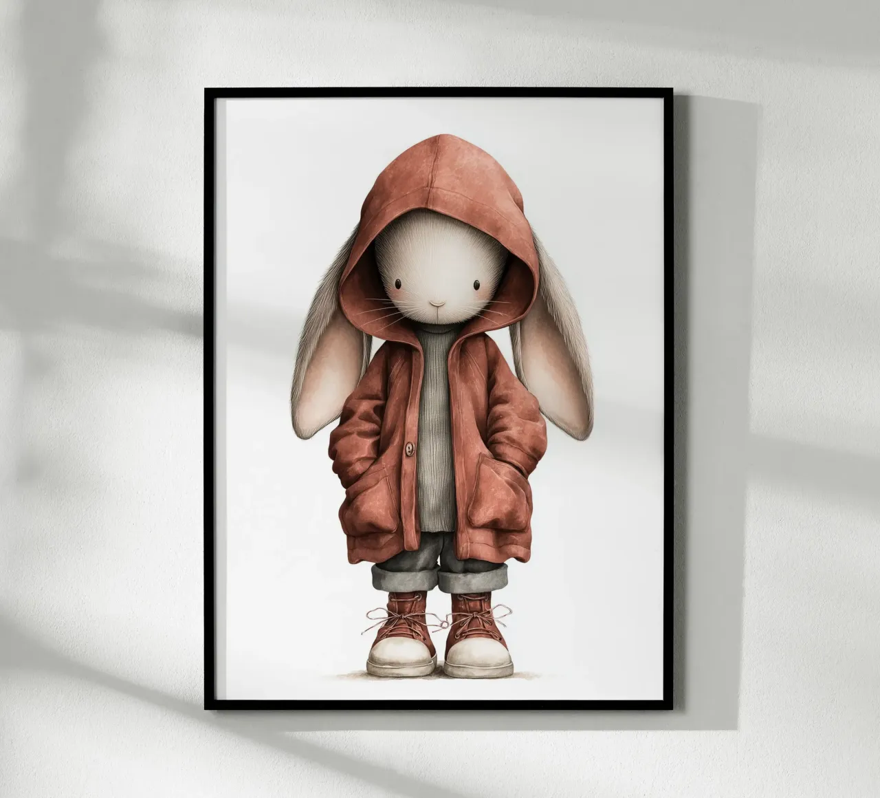 Poster per la cameretta dei bambini con coniglio con cappuccio rosso carta hahnemühle da Kid’s Dream