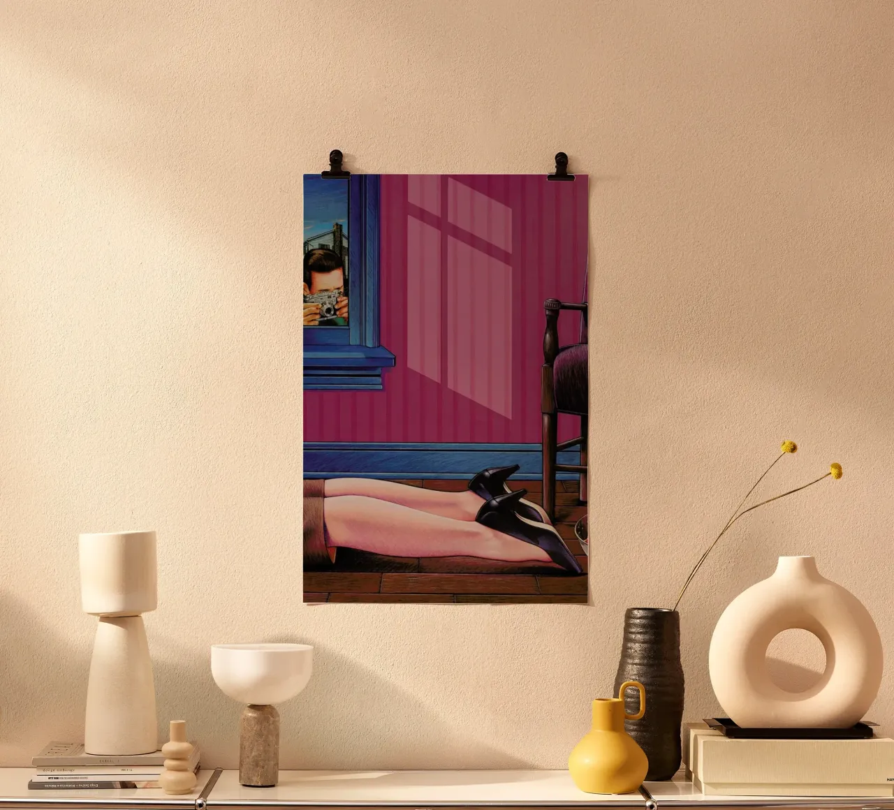 crime scene poster con telaio in legno da Doug Smock