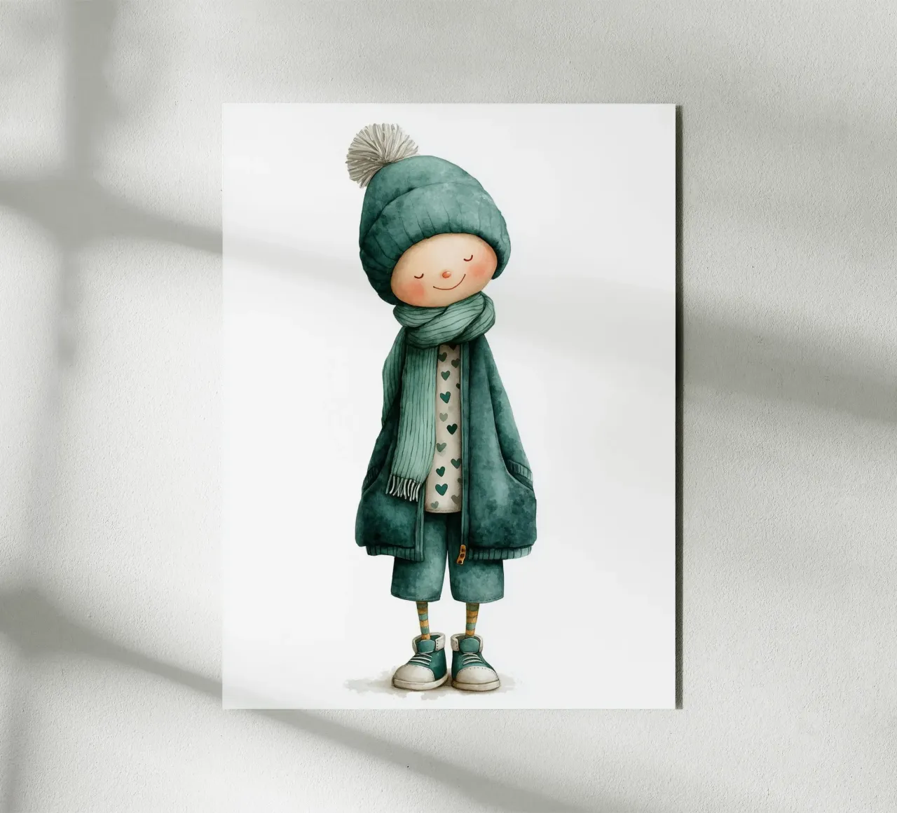 Poster per la cameretta di un ragazzo con cappello verde alluminio dibond da Kid’s Dream